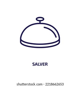 icono de salver de la colección de alimentos. Vendedor lineal delgado, comida, icono de contorno de restaurante aislado en fondo blanco. Signo de saltador de vectores de línea, símbolo para web y móvil