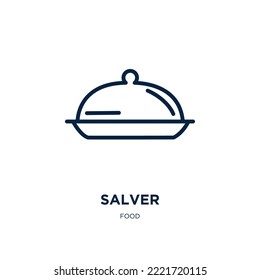 salver icon from food collection. Thin linear salver, restaurant, menu outline icon isolated on white background. Line vector salver sign, symbol for web and mobile