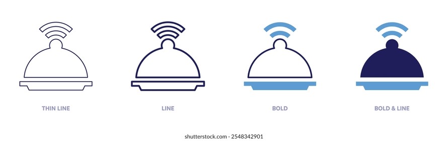 Salver tool icon in 4 different styles. Thin Line, Line, Bold, and Bold Line. Duotone style. Editable stroke.