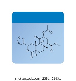 Salvinorina Estructura molecular, diagrama de fórmula esquelética sobre fondo rosa. Ilustración vectorial EPS10 científica.