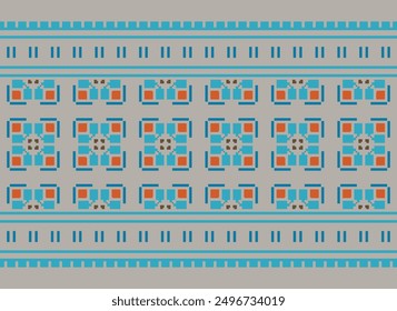 Patrón de Salwar Patrón aborigen australiano sin costuras Motivo bordado, Pixel Ikat bordado Diseño de Vector para corbata de impresión teñido funda de almohada sambal puri kurti mughal architecture