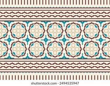 Patrón de Salwar Bandana sin costura estampado seda Motivo bordado, Pixel Ikat bordado Vector Diseño para Imprimir Vyshyvanka placemat quilt sarong sarong playa kurtis motivos indios