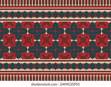 Salwar-Muster Nahtlose Bandana-Druck-Seide-Motiv-Stickerei, Pixel-Ikat-Stickerei-Vektorgrafik-Design für Druck-endlose Arabesque-Stoff-Dupatta-Schal-Bandana-Druck-Seide-Kurta-Männer