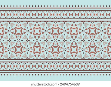 Salwar Pattern Seamless Bandana print silk Motif embroidery, Pixel Ikat embroidery vector Design for Print figure tribal ink on cloth patola sari