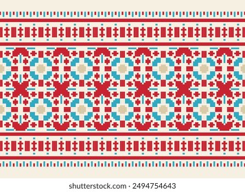 Patrón de Salwar Bandana sin costura impresión de seda Motivo bordado, Pixel Ikat bordado Vector Diseño para imprimir patrón de cortina australiano almohada geométrica modelo kurti mughal flowers