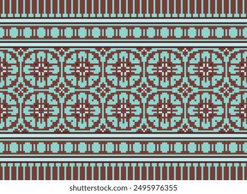 Patrón de Salwar Bandana sin costuras impresión de seda Motivo bordado, Pixel Ikat bordado Diseño de Vector para Imprimir patrón de encaje de cerámica turca antiguo Egipto arte jacquard patrón