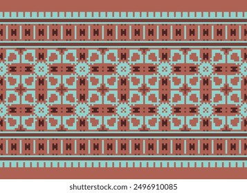 Salwar Pattern Seamless Bandana print silk Motif embroidery, Pixel Ikat embroidery vector Design for Print jacquard slavic pattern folklore pattern kente arabesque