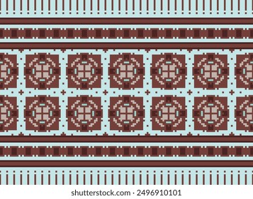 Patrón de Salwar Bandana sin costuras impresión de seda Motivo bordado, Pixel Ikat bordado Diseño de Vector para Imprimir tapiz floral kimono repetir patrón cordón motivo español