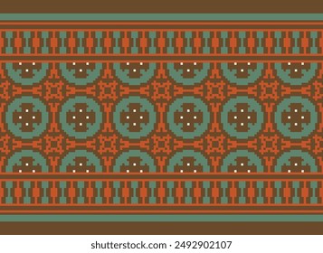 Patrón de Salwar inconsútil nativo americano, bordado de motivos, diseño de Vector de bordado de Pixel Ikat para imprimir bordado de frontera antiguo egipto