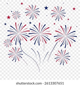 Salyut Day
American Independence. On a transparent background. Blue-red, stars. Vector