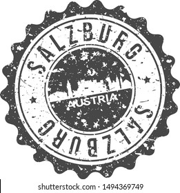 Salzburg Austria City Skyline. Silhouette City. Design Vector. Famous Monuments.