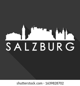Salzburg Austria Flat Icon Skyline. A Silhouette Design City Vector Art. Famous Buildings in Vector.