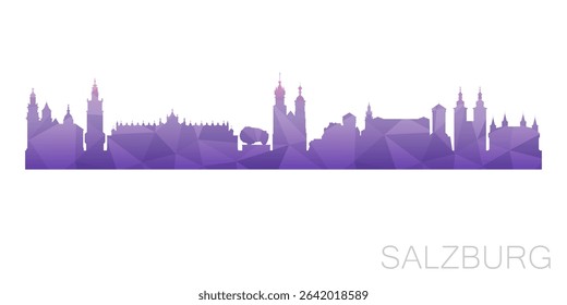 Salzburg, Austria Low Poly Skyline Clip Art City Design. Geometric Polygon Graphic Horizon Icon. Vector Illustration Symbol.