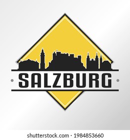 Salzburg, Austria Skyline Logo. Adventure Landscape Design Vector City Illustration Vector illustration.