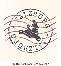 Salzburg, Austria Stamp Map Postal. Silhouette. Passport Round Design. Vector Icon. Design Retro Travel National Symbol.