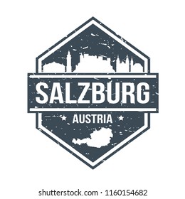 Salzburg Austria Travel Stamp Icon Skyline City Design Tourism Badge Rubber.