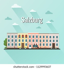 Salzburg Austria vector illustration. Flat design.