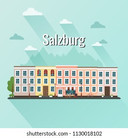 Salzburg Austria vector illustration. Flat design.