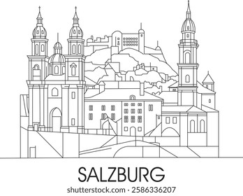 Salzburg City Line Draw Simple Minimalist