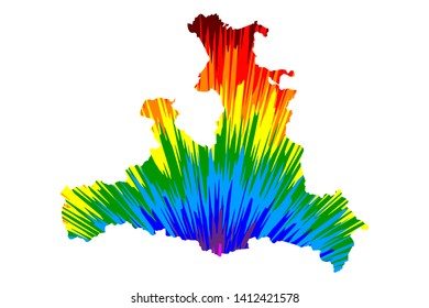 Salzburg (Republic of Austria, States of Austria) map is designed rainbow abstract colorful pattern, Salzburg (state) map made of color explosion,