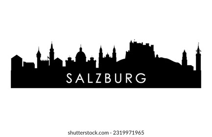 Silhouette de perfil de Salzburgo. Diseño de la ciudad de Salzburgo negro aislado de fondo blanco. 