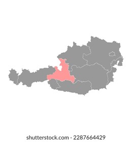 Mapa del estado de Salzburgo de Austria. Ilustración vectorial.