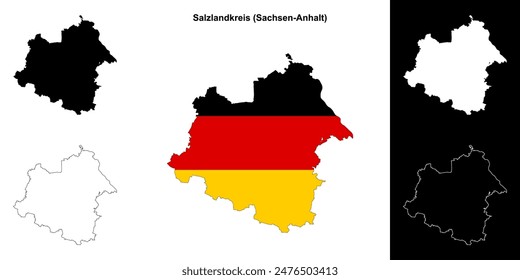 Salzlandkreis (Sachsen-Anhalt) blank outline map set