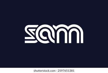 SAM Creative Unique Modern Letter Logo Design. Stylized logo featuring a unique letter design, presenting abstract minimalist aesthetics and modern appeal.