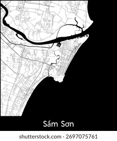 Sam Son city map, Vietnam - Topographic vector map poster