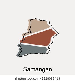 Samangan map and black lettering illustration design template on white background, vector map of afghanistan