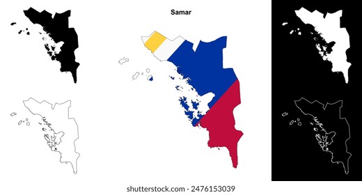 Samar province outline map set