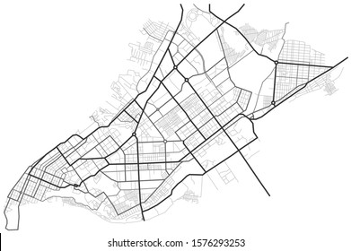 Samara city map - town streets on the plan. Map of the  scheme of road. Urban environment, architectural background. Vector 