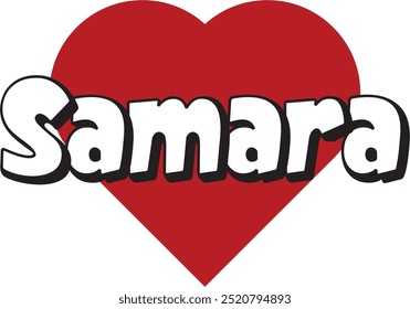 Ciudad de Samara ​​texto con corazón rojo adecuado para el logotipo o el diseño