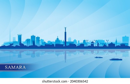 Samara city skyline silhouette background, vector illustration