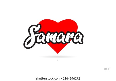 samara city text design with red heart typographic icon design suitable for touristic promotion