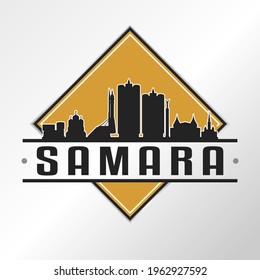 Samara, Samara Oblast, Russia Skyline Logo. Adventure Landscape Design Vector City Illustration Vector illustration.