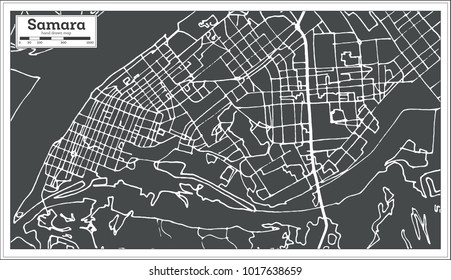 Samara Russia City Map in Retro Style. Outline Map. Vector Illustration.