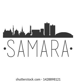Samara Russia. City Skyline. Silhouette City. Design Vector. Famous Monuments.