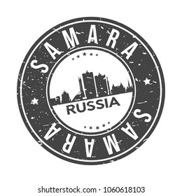 Samara Russia Round Stamp Icon Skyline City Design Badge Rubber.