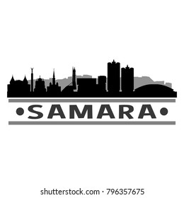 Samara Russia Skyline Silhouette Stamp City Design Vector Art Template