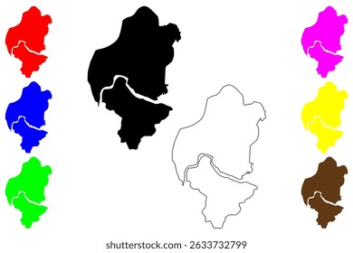 Samarinda city (Republic of Indonesia, Region Kalimantan) map vector illustration, scribble sketch Samarinda map