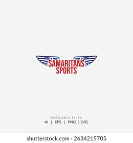 Samaritans Sports Winged Emblem, Bold Samaritans Sports Logo with Patriotic Wings
