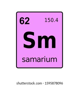 Samarium chemical element of periodic table. Sign with atomic number.