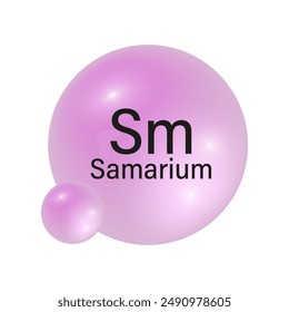 Samarium element icon. Shiny purple sphere. Sm periodic symbol. Vector illustration.