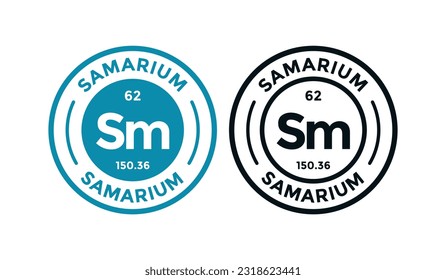 SAMARIUM logo badge design. this is chemical element of periodic table symbol. Suitable for business, technology, molecule, atomic symbol 