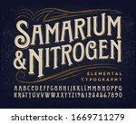 Samarium and Nitrogen ornate font. This original alphabet has a classic Victorian style with modern touches. Ideal for classy or upscale branding, liquor, high fashion, fine personal products, etc.