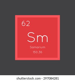 Samarium simple style tile icon. Chemical element of periodic table. Vector illustration EPS8