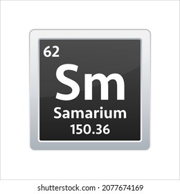 Samarium symbol. Chemical element of the periodic table. Vector stock illustration