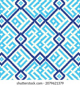 Samarkand buildings pattern - the old school of artists. Islamic culture patterns. Cobalt blue. Pattern brush. 