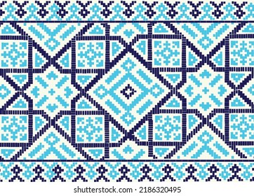 Samarkand buildings pattern - the old school of artists. Islamic culture patterns. Cobalt blue. Pattern brush.